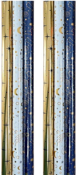 Benza Metallic Stars - Cadeaupapier - 200 x 70 cm - 6 rollen (6 stuks)