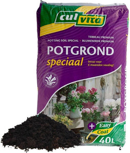 Culvita - Potgrond speciaal met 6 maanden voeding 40 liter - Premium grond voor kamerplanten & buitenplanten - inclusief EasyCoat plantenvoeding