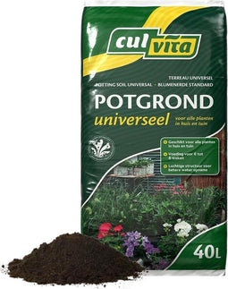 Culvita Universele Potgrond 40 l inclusief 2 maanden plantenvoeding - Universele potgrond voor kamerplanten en buitenplanten - potgrond universeel 40 liter