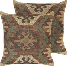 CUMBUM - Sierkussen set van 2 - Multicolor - 45 x 45 cm - Jute