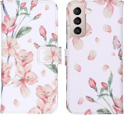 iMoshion Hoesje Geschikt voor Samsung Galaxy S21 Hoesje Met Pasjeshouder - iMoshion Design Softcase Bookcase - Meerkleurig / Blossom Watercolor