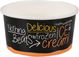 Cup - IJscup - Karton + PE - 150ml - 6oz - Ø 96mm - 49mm - zwart/oranje - sleeve met 50 stuks