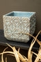 PTMD Jenah Brown Cement Pot Cross Pattern Square M