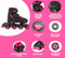 Aventuri Verstelbare Inline Skates - Semi-softboot Skeelers - Verstelbaar Maat 30-33 (S) - Zwart/Roze