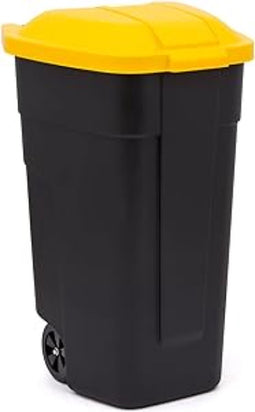 Curver Afvalbak / Prullenbak op wielen - 110L, geel, 214128