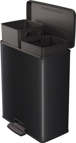 Curver Decobin Duo Prullenbak - 26L+26L - Rechthoekig - Zwart