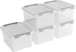 Curver Handy+ Opbergbox - 15L - 5 stuks - Transparant met deksel