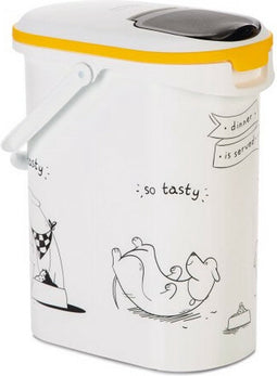 Curver Voedselcontainer Hond - 10L - 4KG - 19x30x35cm - Wit/Geel/Zwart