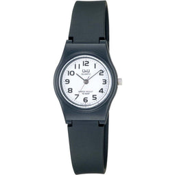 Q&Q VP47J005Y - Horloge - Sport - Analoog - Dames - Vrouwen - Kinderen - Plastic band - Rond - Kunststof - Cijfers - Zwart - Wit - 10 ATM