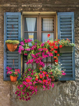 Customize-it - Blue Shutters 50x70cm Tuinschilderij