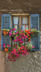 Customize-it - Blue shutters 70x130cm Tuinschilderij