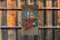 Customize-it - Blue shutters 70x130cm Tuinschilderij