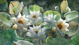 Customize-it - Lotusbloemen 130x70cm Tuinschilderij
