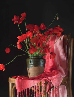 Customize-it - Rode bloemen 50x70cm Tuinschilderij