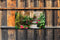 Customize-it - Trap met geraniums 130x70cm Tuinschilderij