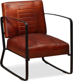 vidaXL Loungestoel echt leer bruin