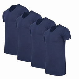 Cappuccino Italia - Heren 4-Pack T-shirt - Extra Lang - Blauw - Maat 3XL