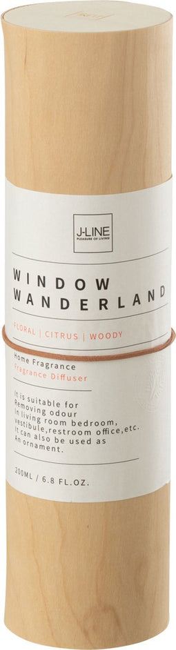 J-Line geurolie + stokjes Rond Window Wanderland - glas - transparant - large