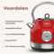 SOGO Retro Waterkoker - Snoerloos RVS - 1.8 Liter met Thermometer - Rood