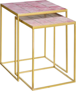 Mica Decorations Aaron - Bijzettafel - Set van 2 - Minimalistisch design - Roze (2 stuks)
