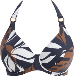 Fantasie Lake Orta - UW Halter Bikini Top - Flatteuze vorm en ondersteuning - Marine/Wit/Bruin