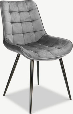 Orville velvet eetkamerstoel Lisboa grijs