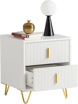 SoBuy FBT115-W - Nachtkastje - 2 schuifladen - Wit 40x40x47cm