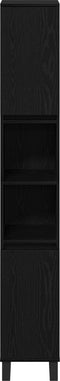 vidaXL - Badkamerkast - Zwart - Eiken - 30x30x190 - cm - Engineered - Wood