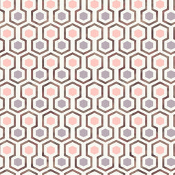 Noordwand - Good - Vibes - Behang - Hexagon - Pattern - roze - en - paars
