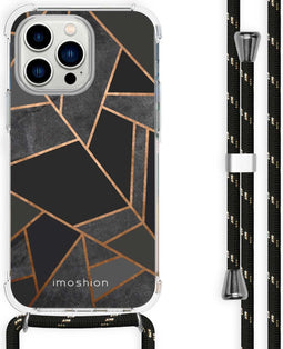 iMoshion Hoesje Geschikt voor iPhone 14 Pro Max Hoesje Met Koord - iMoshion Design Hoesje met Koord - Zwart / Black Graphic