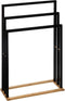 5Five Handdoeken ophang/drogen rek badkamer - zwart bamboe hout - 55 x 24 x 82 cm