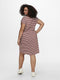 ONLY CARMAKOMA CARAPRIL SS KNEE DRESS - Jurk met aantrekkoord - Apple Butter met witte streep - Maat M-46/48