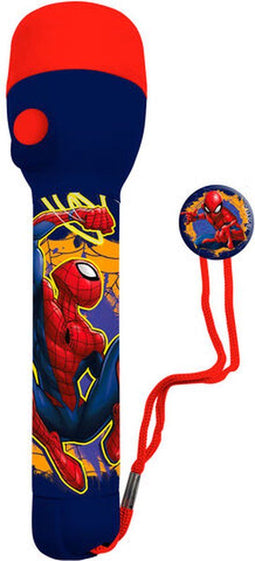 Marvel Spiderman kinder zaklamp/leeslamp - rood/blauw - kunststof - 16 x 4 cm
