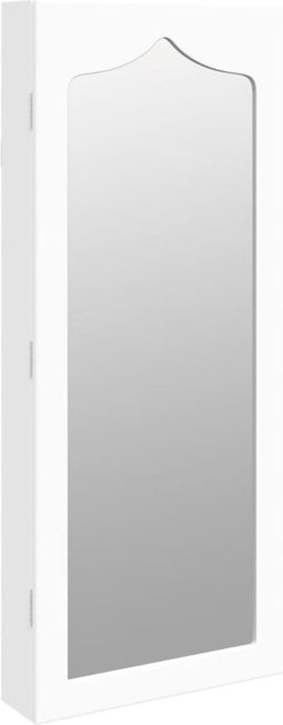 vidaXL - Sieradenkast - met - spiegel - wandgemonteerd - 37,5x10x90 - cm - wit