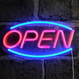 Retro Neon Verlichting - Open - Rood en Blauw