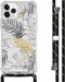 iMoshion iPhone 11 Pro - Hoesje met Koord - Verstelbaar Koord - Goud / Zwart / Glamour Botanic