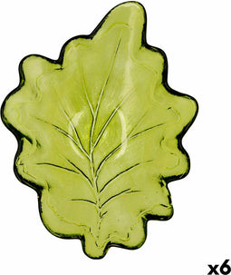 Snackdienblad Quid Laken Groen Glas (19 x 14 x 4 cm) (Pack 6x)