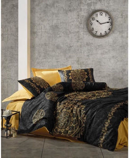 Satin King - Dekbedovertrekset - 100% katoen satijn - 240 x 220 cm - Zwart (2 stuks)