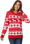 Dressforfun Kersttrui - Wintertrui met sneeuwvlokken en rendieren - Rood-wit (L)