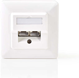 Nedis Netwerk Wanddoos - Inbouw - 2 poort(en) - CAT5e - Recht - Female - Goud Verguld - ABS - Wit - Doos