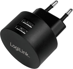 LogiLink PA0218 - USB socket adapter - 2x USB-poort voor Fast Charging 10.5W - Zwart