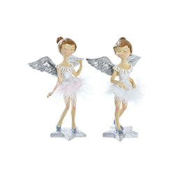Kerstversiering DKD Home Decor Hars Engel (11 x 9 x 17 cm) (2 Stuks)