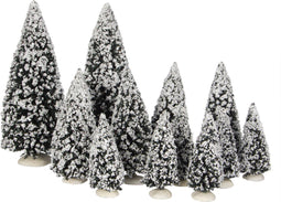 LuVille Kerstdorp Miniatuur Evergreen Bomen - 12 Stuks
