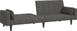 vidaXL - Slaapbank - 2-zits - met - 2 - kussens - stof - donkergrijs