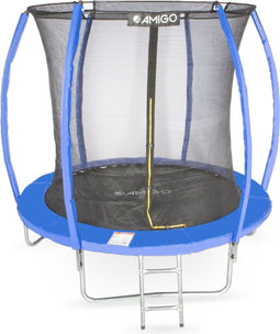 AMIGO Trampoline Basic - Met Veiligheidsnet, Ladder en Veilige Rand - Rond 244 cm - Blauw