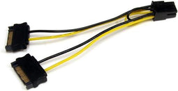 Startech SATPCIEXADAP - Voedingskabel - SATA PCI-E 0,15 m - Multicolour (Geel/Zwart)