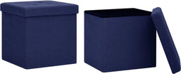 vidaXL - Opbergkrukken - inklapbaar - 2 - st - kunstlinnen - blauw