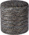 Atmooz - Poef Alice - Tiano Gunmetal - Ronde voetenbank - Jacquard velvet met print - 45cm