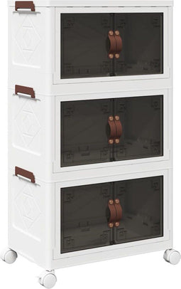 vidaXL - Opbergbox - stapelbaar - met - wielen - 3-laags - 28 - L - 48,5x29,5x86 - cm