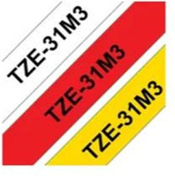 Labeltape Set van 3 stuks Brother TZe, TZ TZe-31M3 Tapekleur: Wit, Geel, Rood Tekstkleur:Zwart 12 mm 8 m